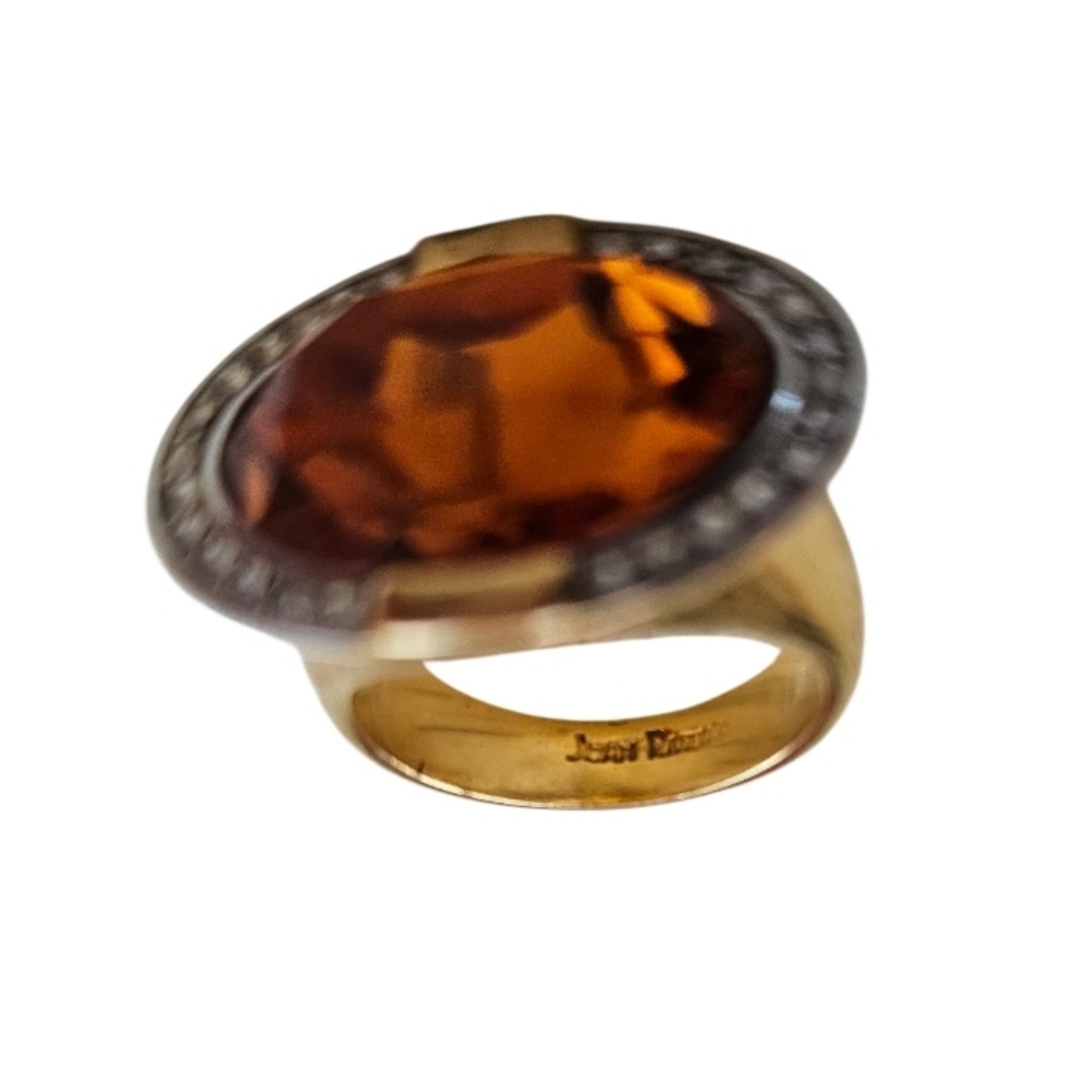 Joan Rivers  Gold and Silver Oval Gemstone Ring Size 8 - Picture 3 of 10